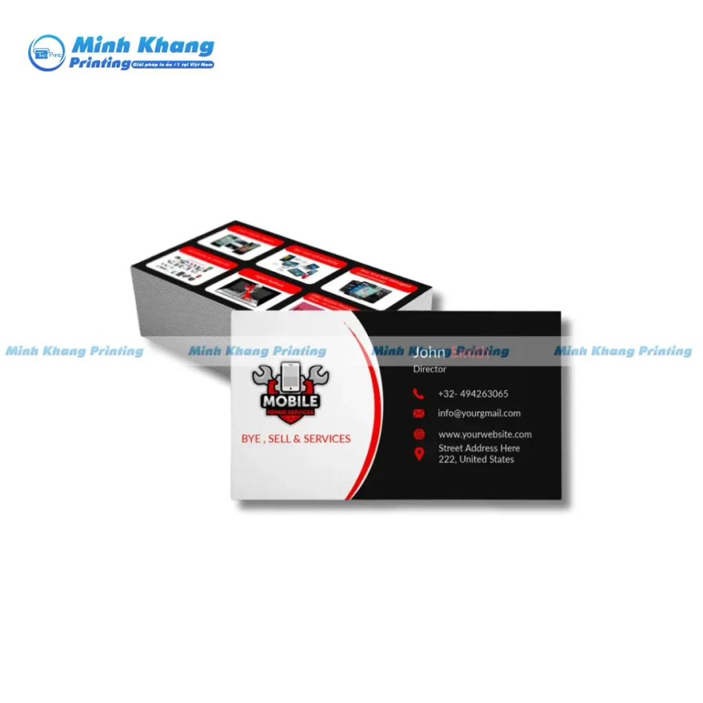 Mẫu card visit cửa hàng điện thoại kích thước chuẩn 9x5,4mm quốc tế