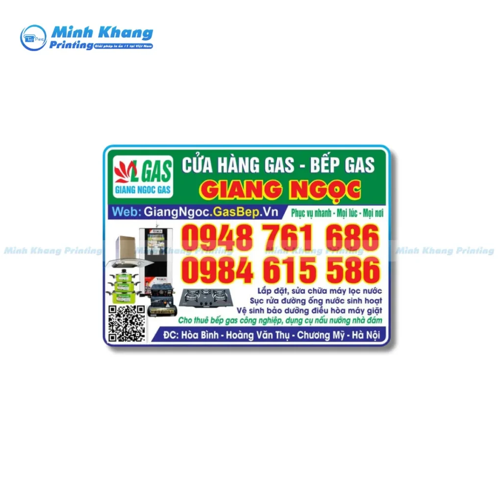 Mẫu card visit cửa hàng gas - bếp gas Quang Ngọc