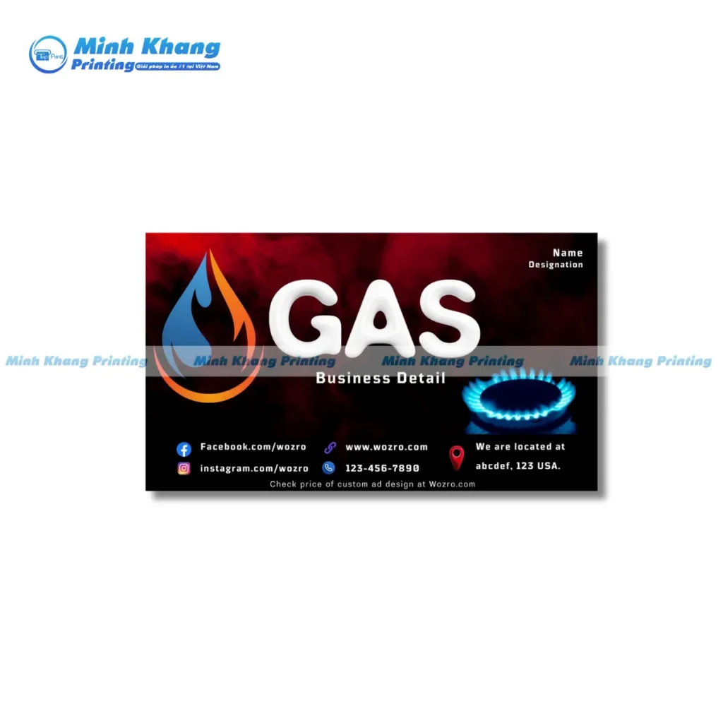 Mẫu card visit đại lý gas Huệ Hoa