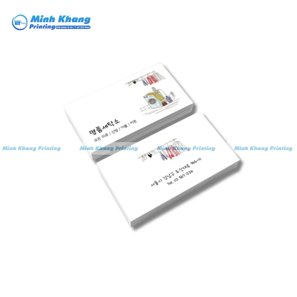 Mẫu card visit giặt là được cán mờ chuyên nghiệp, cầm tay mịn màng và không lem màu