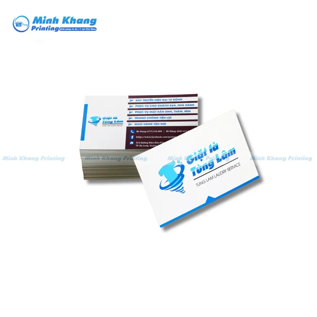 Mẫu card visit giặt là được in trên giấy Bristol dày dặn, bền bỉ