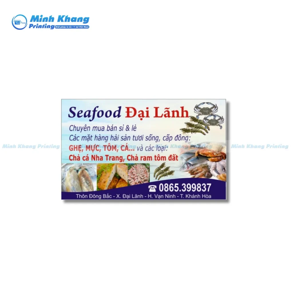Mẫu card visit seafood Đại Lãnh cung cấp hải sản dành cho nhà phân phối sỉ