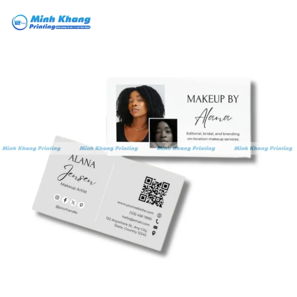 Mẫu card visit make up tối giản dành cho chuyên viên trang điểm yêu thích sự thanh thoát & chuyên nghiệp