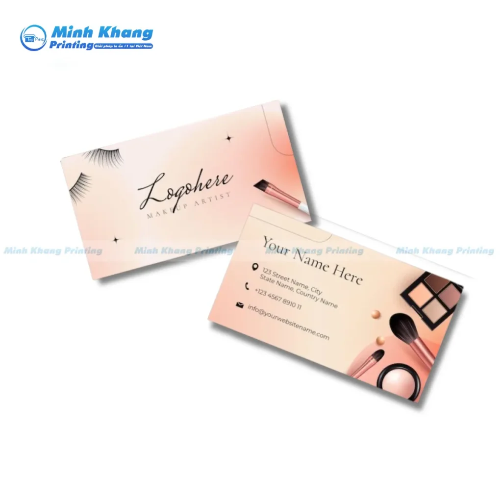 Mẫu card visit make up sáng tạo sử dụng họa tiết cọ trang điểm