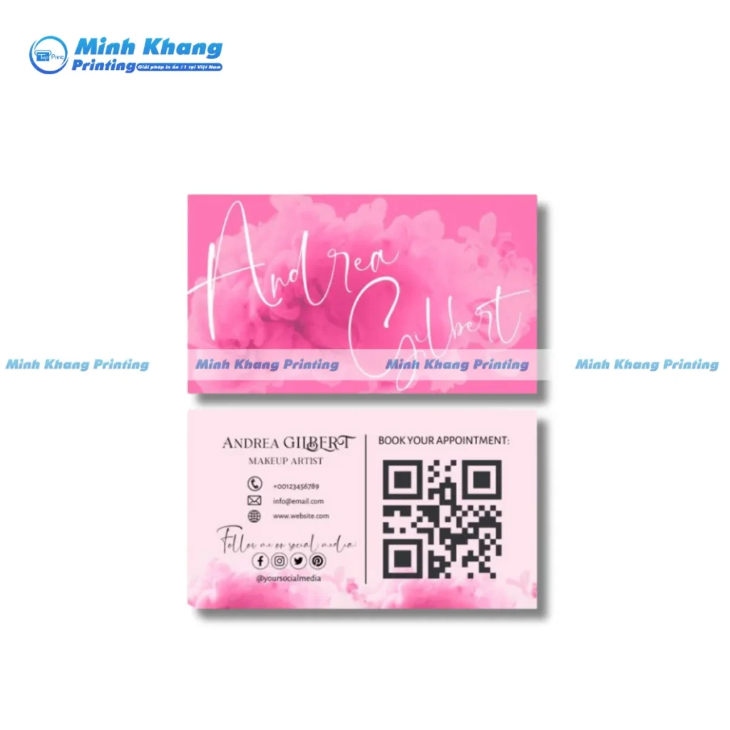 Mẫu card visit make up nữ tính với hình họa hoa mang cảm giác mềm mại, thơ mộng