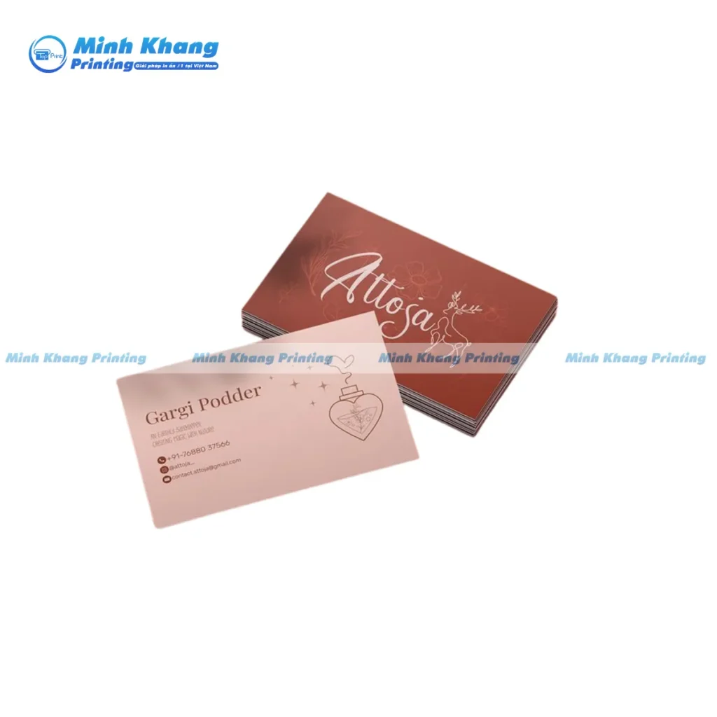 Mẫu card visit nước hoa hình chữ nhật đứng, giấy mỹ thuật gân nổi