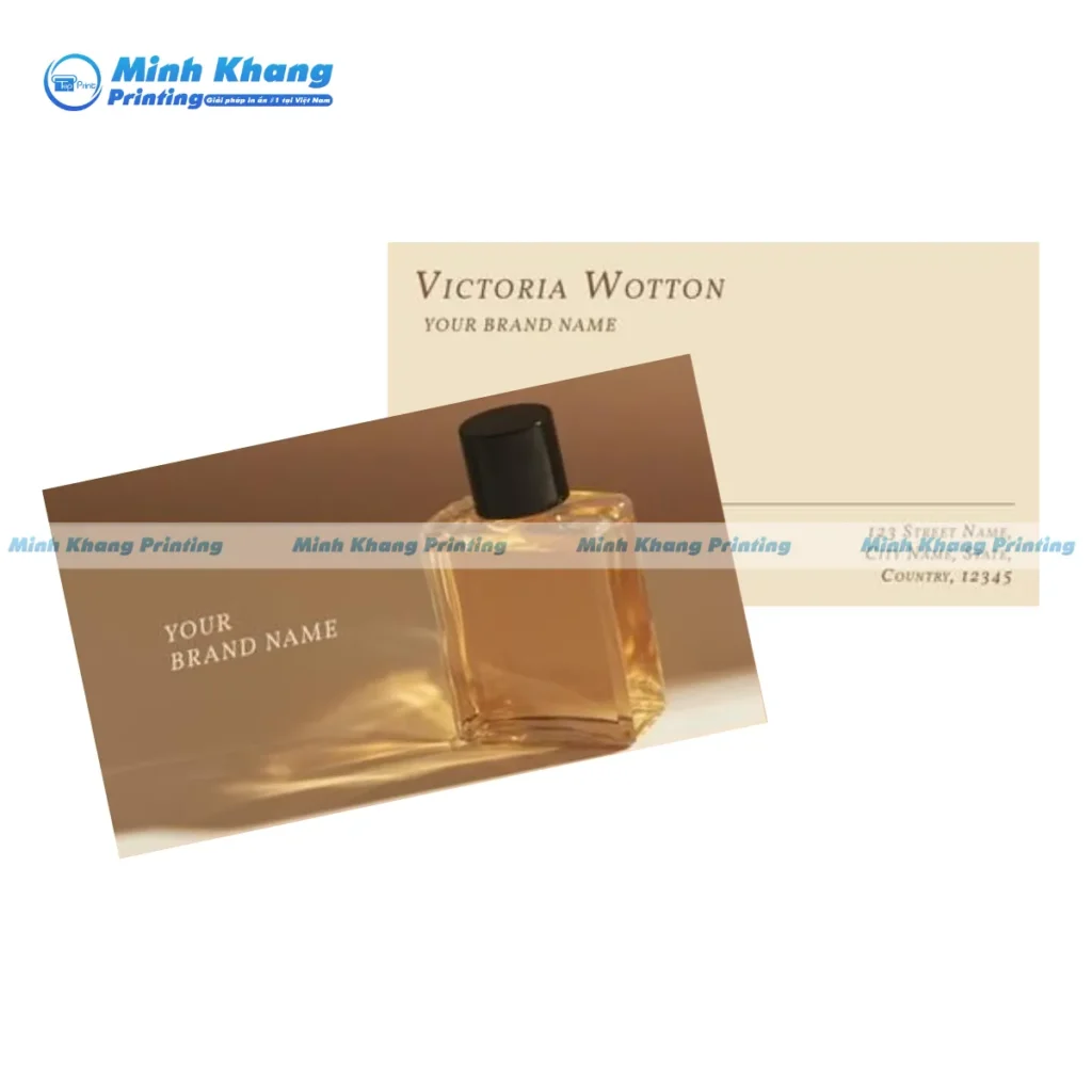 Mẫu card visit nước hoa với giấy cán bóng, nghệ thuật