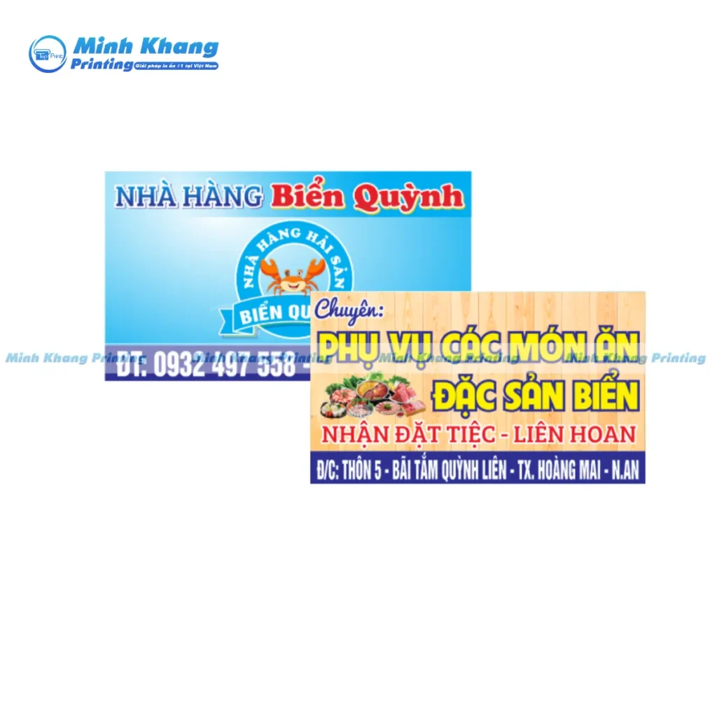 mẫu card visit quán nhậu hải sản nhà hàng Biển Quỳnh