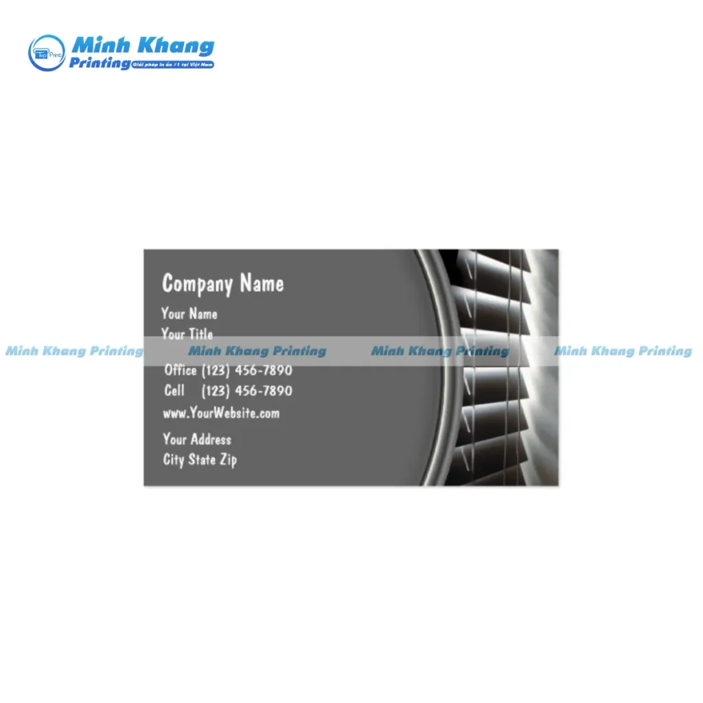 Mẫu card visit rèm cửa hiện đại sử dụng tông xám, hình ảnh rèm cuốn sắc nét