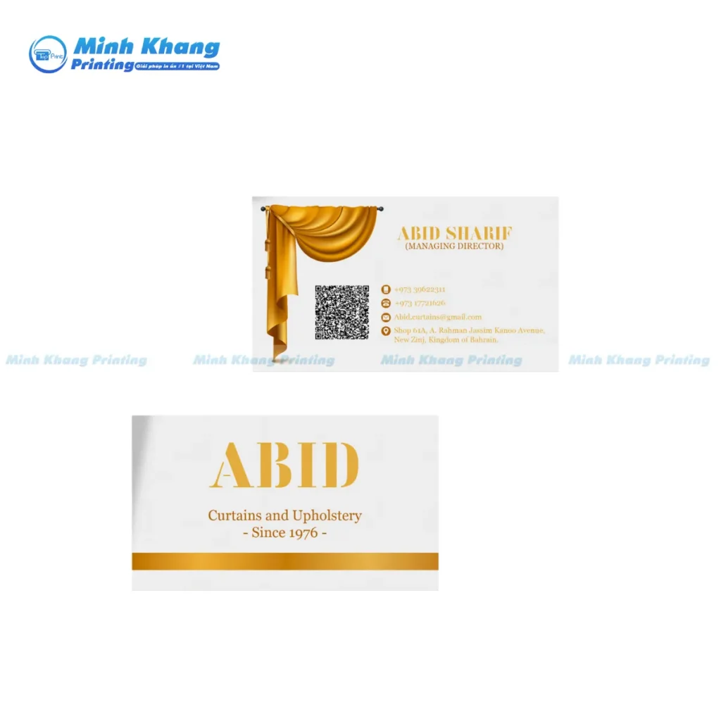 Mẫu name card rèm cửa ấn tượng với hình ảnh rèm vải buông rủ
