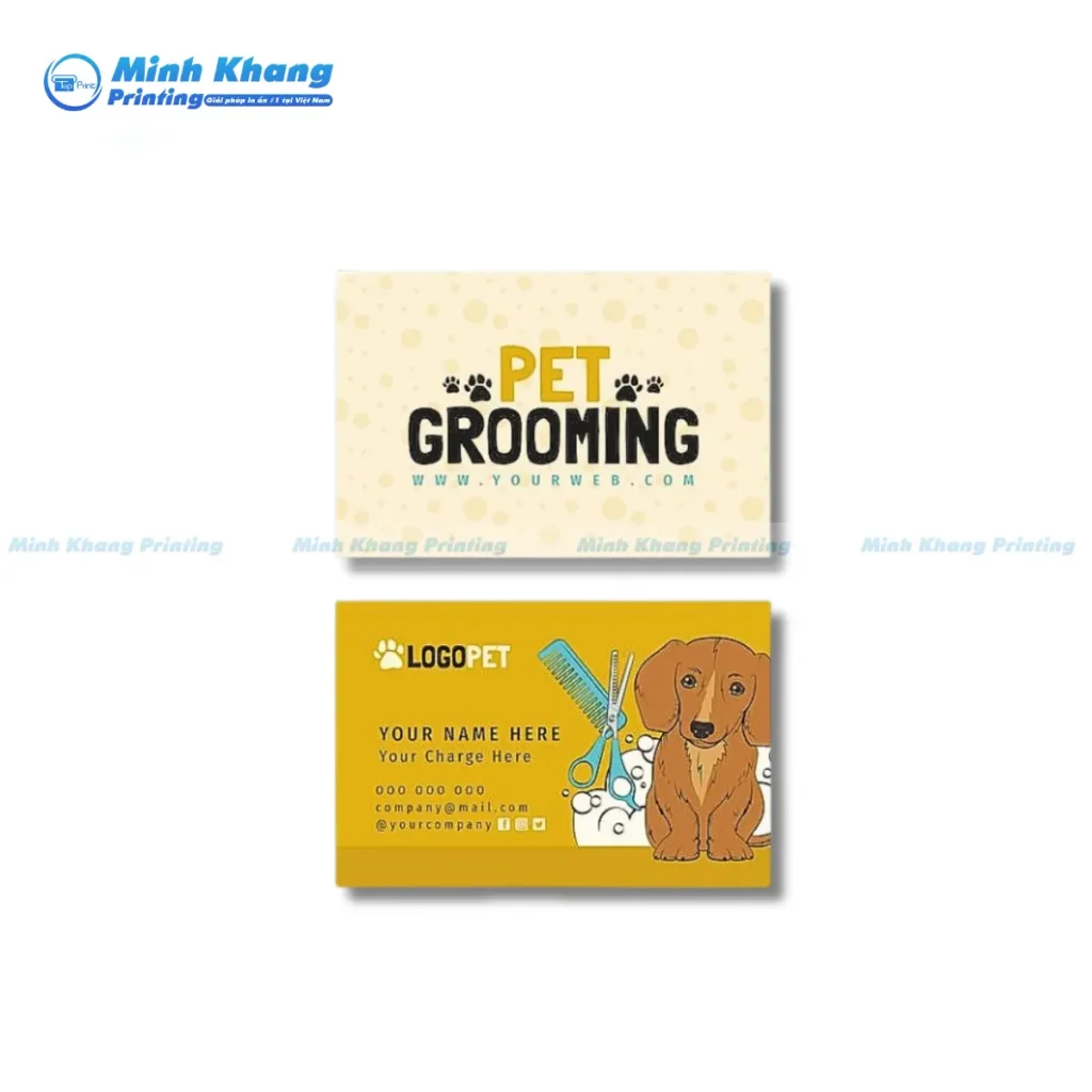 Mẫu Card Visit Thú Y năng động với kiểu dáng sáng tạo cho dịch vụ grooming