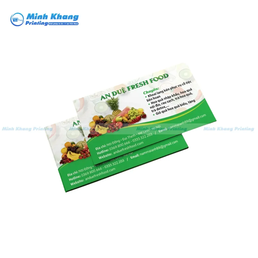 mẫu card visit cửa hàng trái cây theo phong thủy tông màu dịu mắt