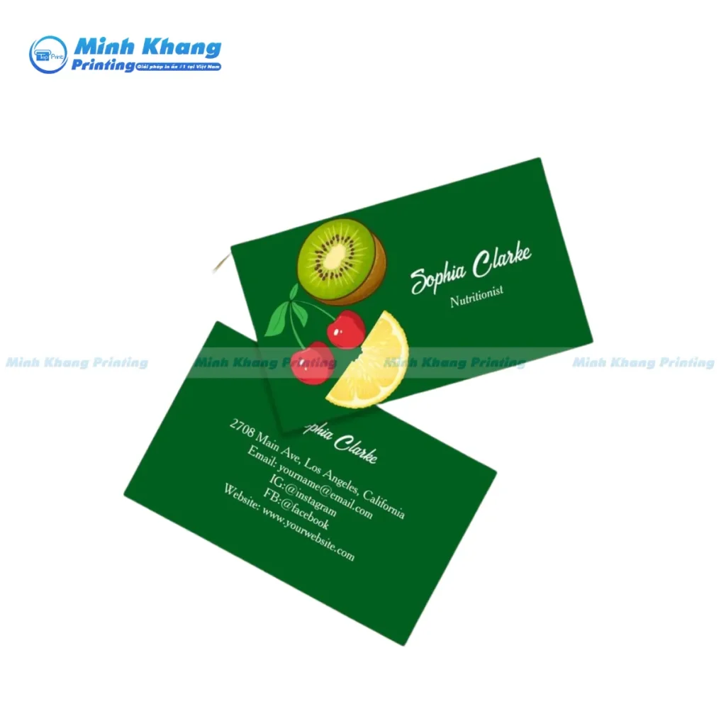 Mẫu card visit cửa hàng trái cây màu xanh lá đẹp 