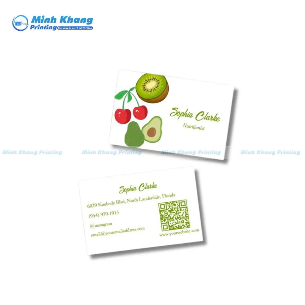 Mẫu card visit trái cây kết hợp mã QR thông minh