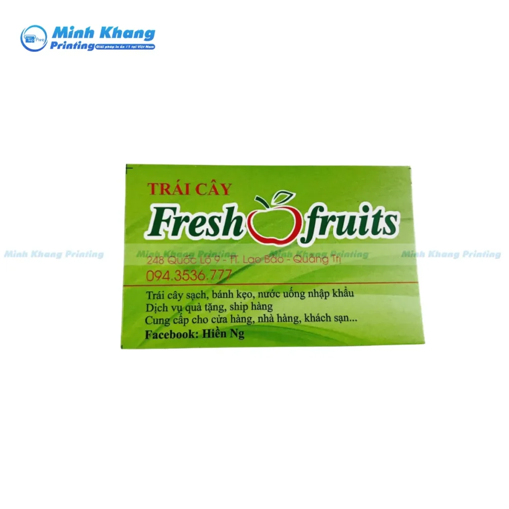 Mẫu card visit trái cây in mặt trước – mặt sau đầy đủ thông tin