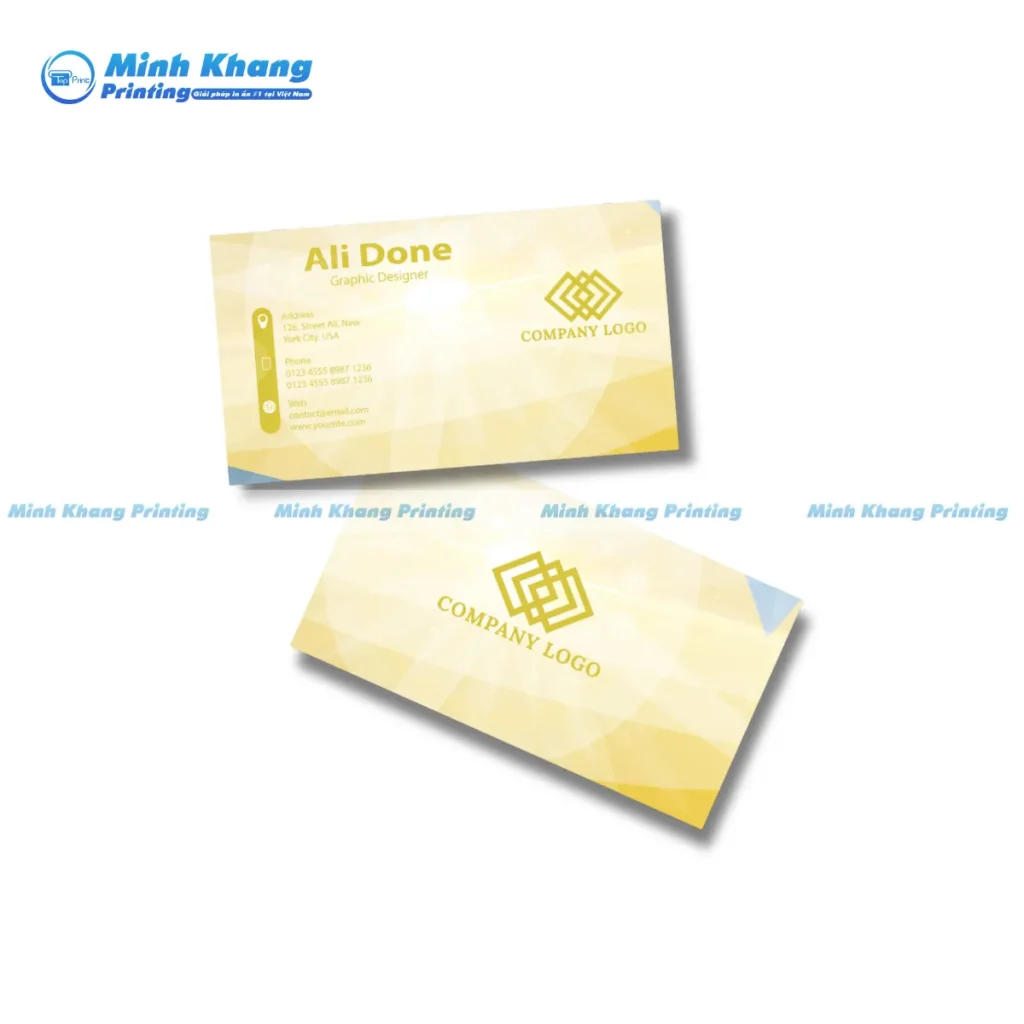 Mẫu card visit màu vàng ánh kim, với hiệu ứng UV định hình nổi bật