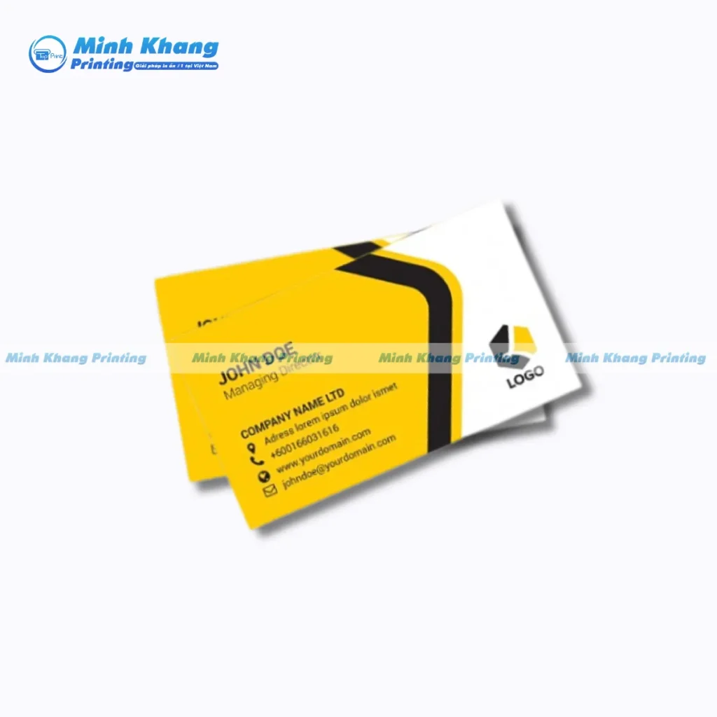 Mẫu danh thiếp màu vàng in giấy couches 300gsm đơn giản