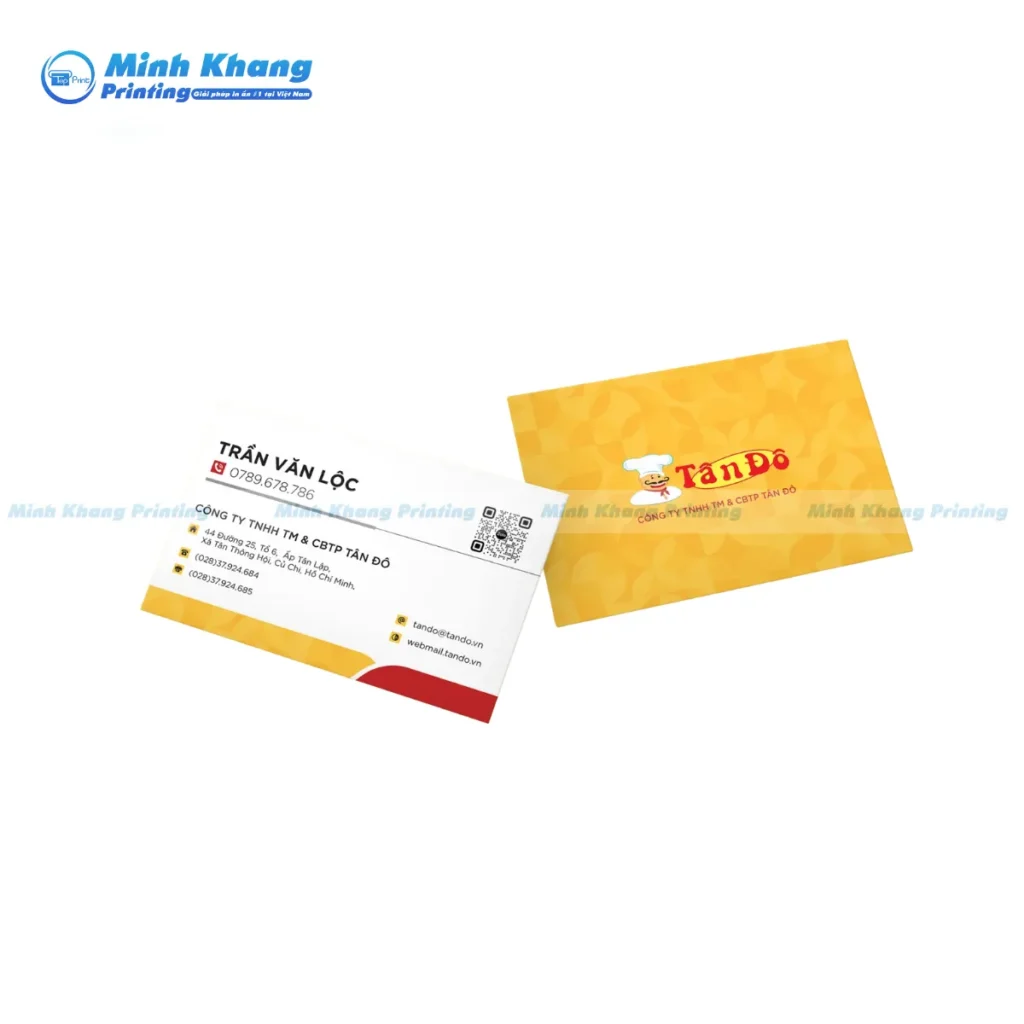 Mẫu card visit màu vàng thanh lịch, phối màu trắng và đỏ