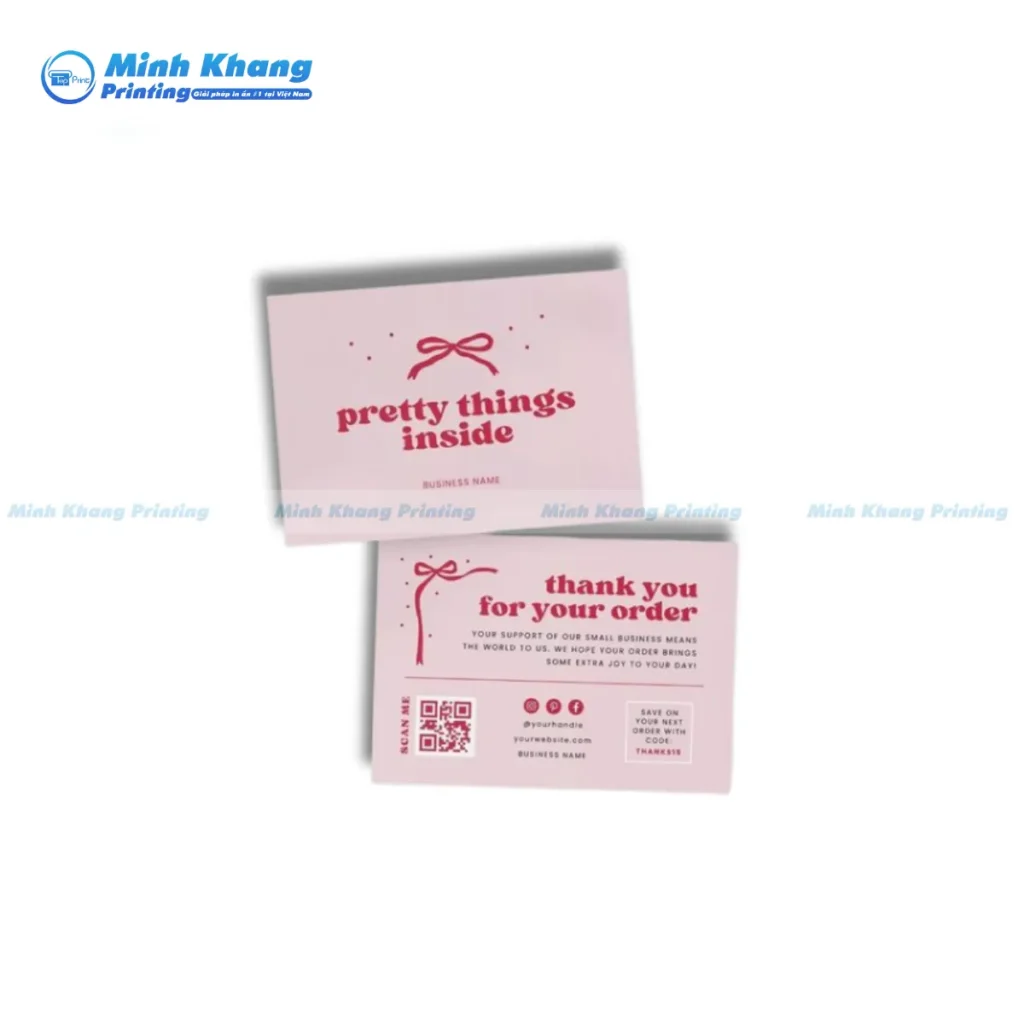 Mẫu card visit shop quần áo hồng cảm ơn khách hàng