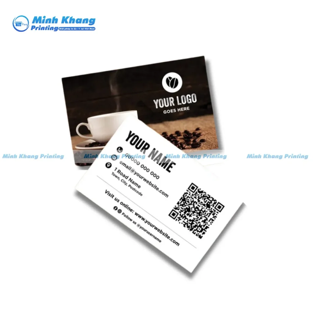 Mẫu Name Card Coffee có mã QR tiện lợi, dẫn khách đến menu hoặc trang web