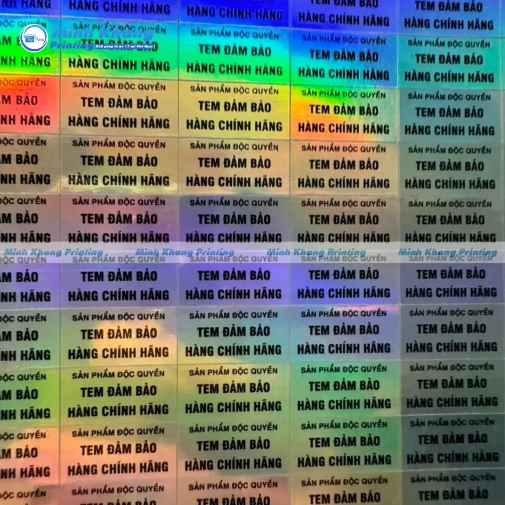 Mẫu tem hologram ánh bạc tạo hiệu ứng sang trọng cho bao bì sản phẩm