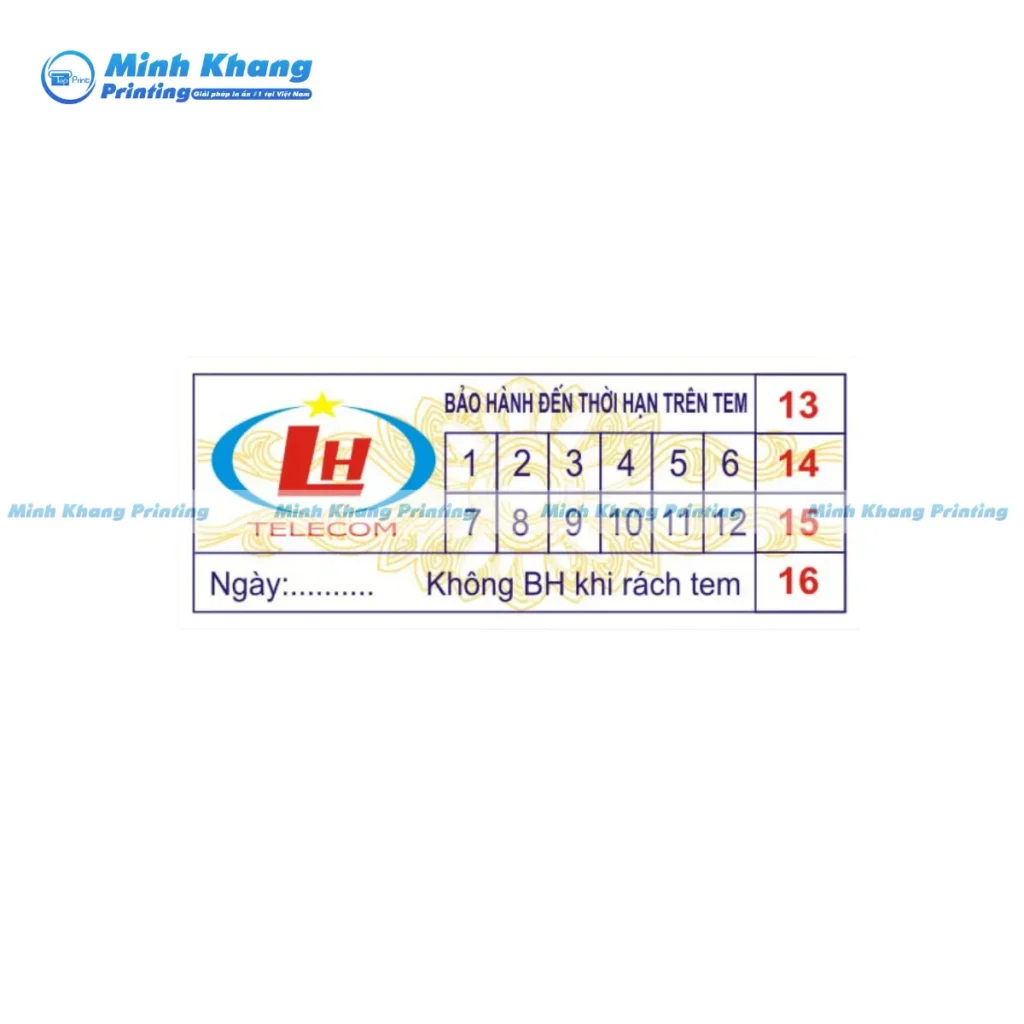 Mẫu tem bảo hành điện thoại có dán niêm phong, đảm bảo tính nguyên vẹn