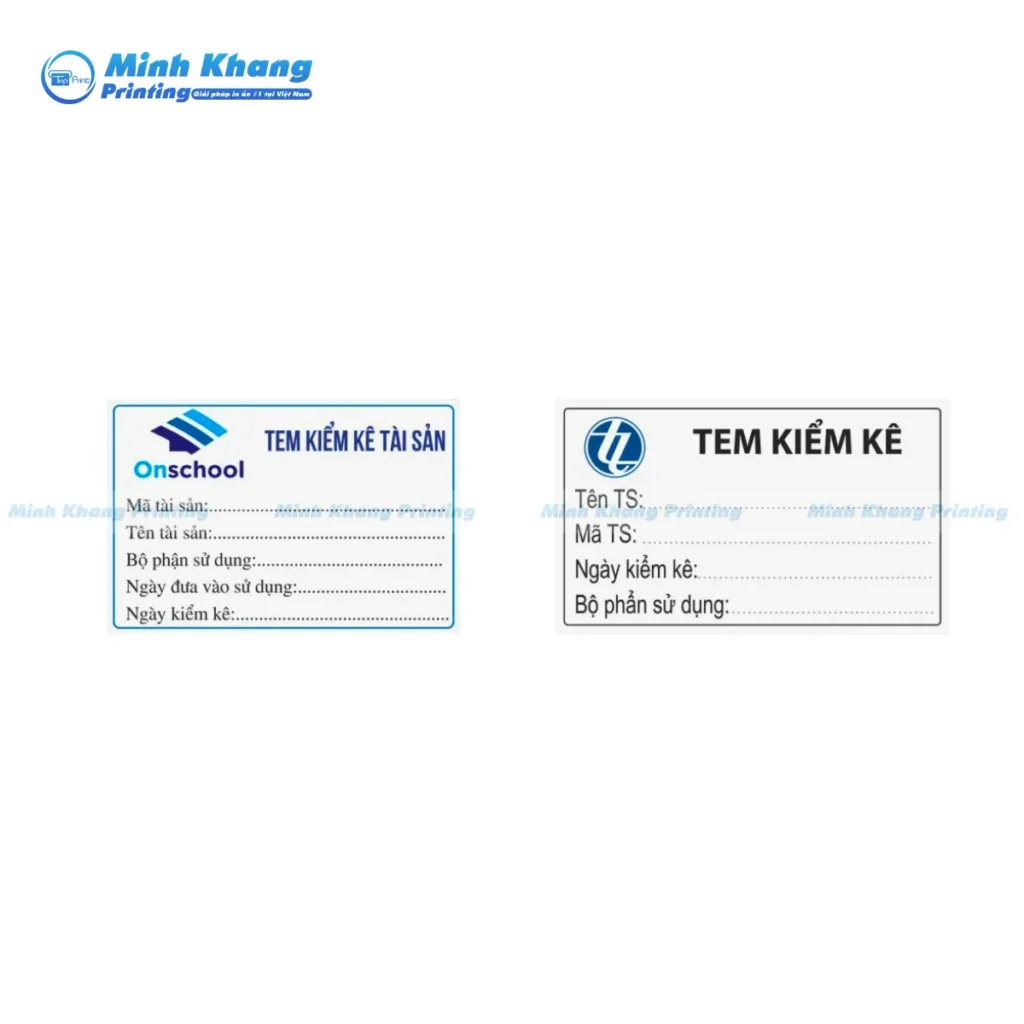 Mẫu in tem kiểm kê tài sản chất liệu decal nhựa chống nước, chống trầy