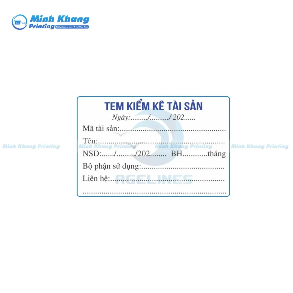 Mẫu tem dán tài sản tự dính, bám chắc trên mọi bề mặt thiết bị