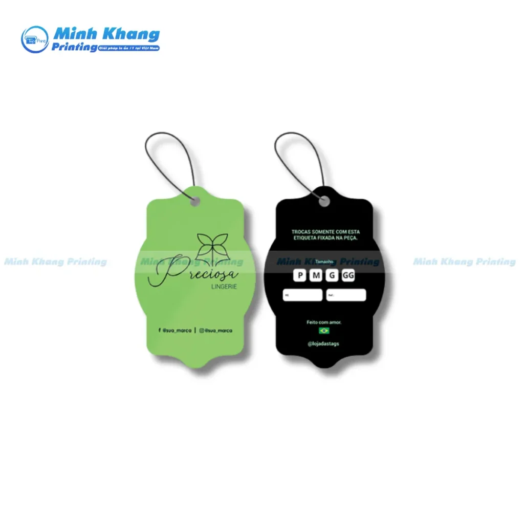 Mẫu thẻ treo quần áo được in ấn sắc nét, chống nước và bền màu