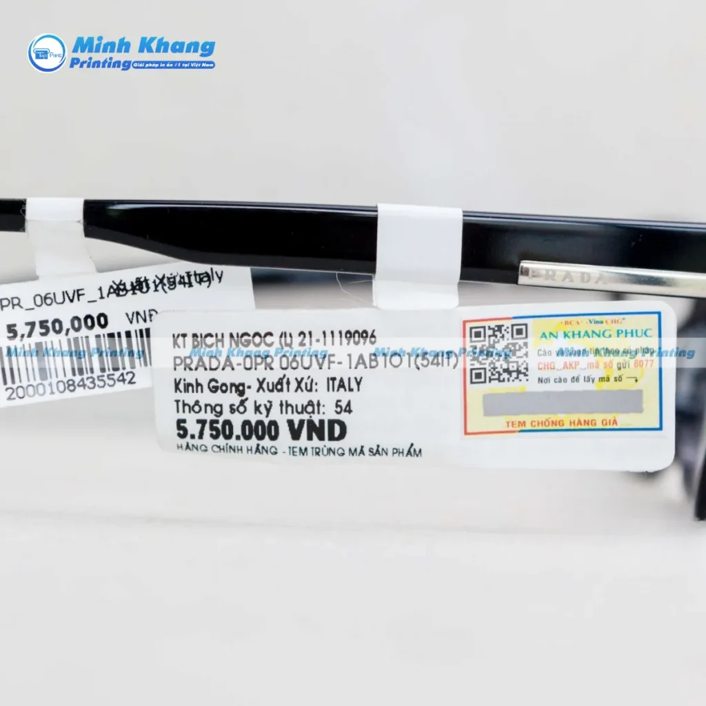 Mẫu in tem mắt kính phù hợp dán trên gọng kính, tròng kính hoặc bao bì