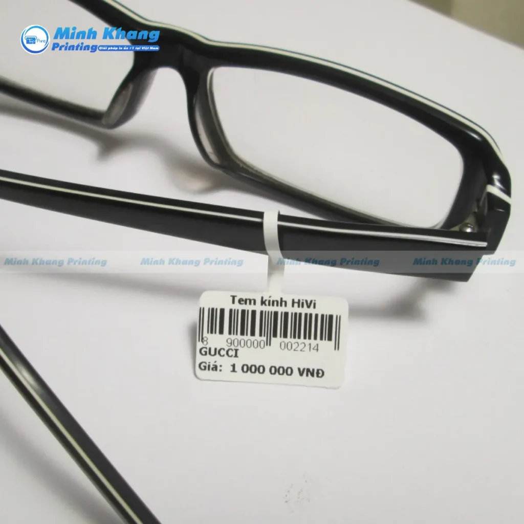 Mẫu tem mắt kính in theo yêu cầu với đầy đủ thông tin sản phẩm