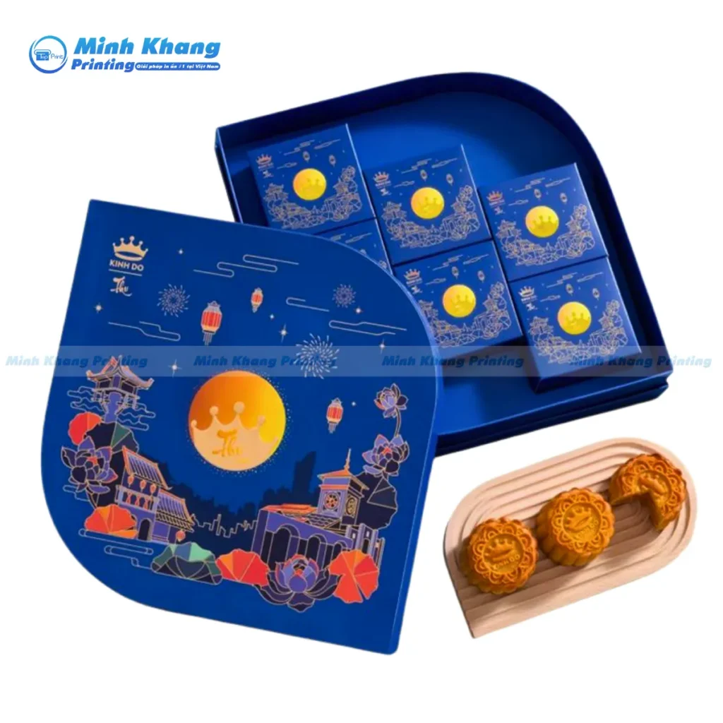 Mẫu hộp giấy đựng bánh trung thu với thiết kế chiếc lá độc đáo