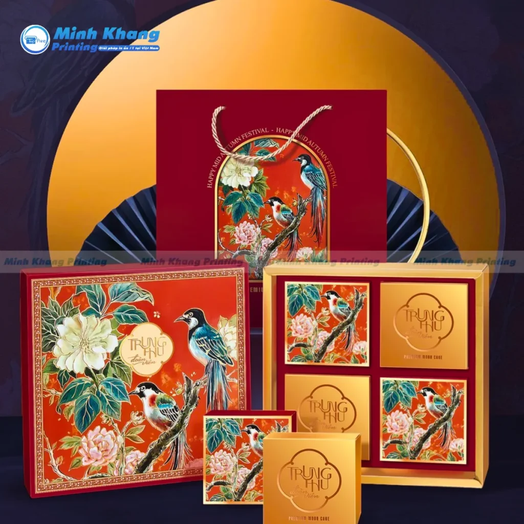 Mẫu hộp bánh trung thu ý nghĩa với thiết kế hoa nhã nhặn