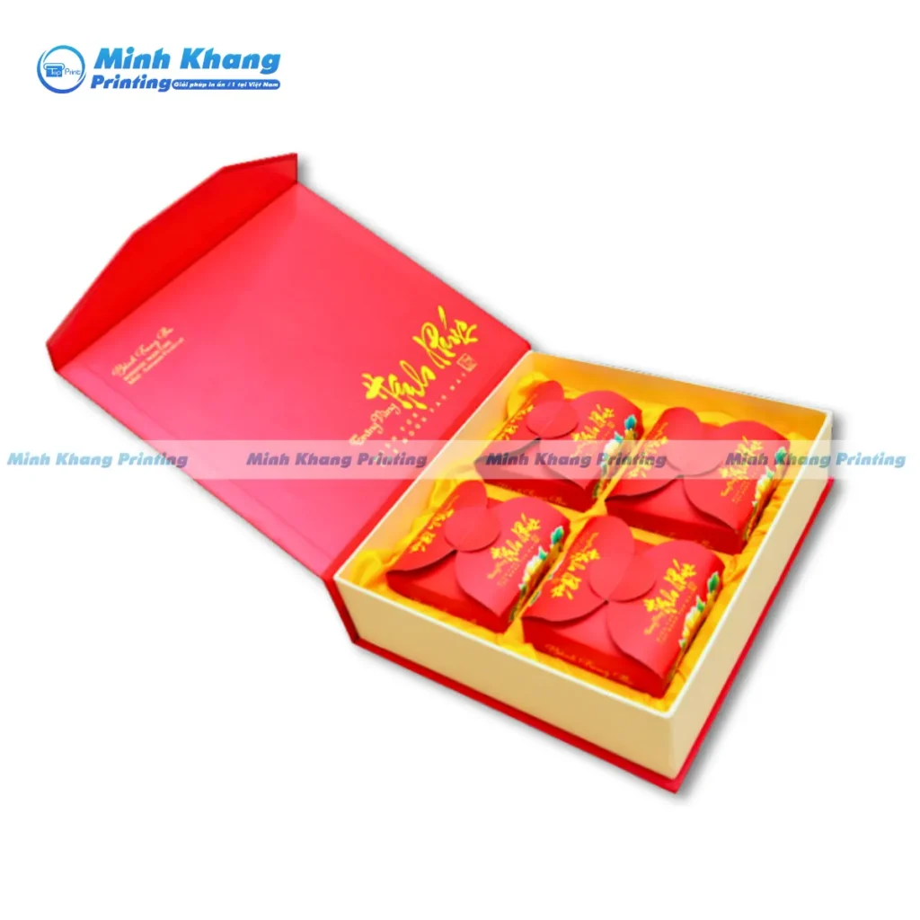 Mẫu hộp giấy nam châm đựng bánh trung thu sang trọng