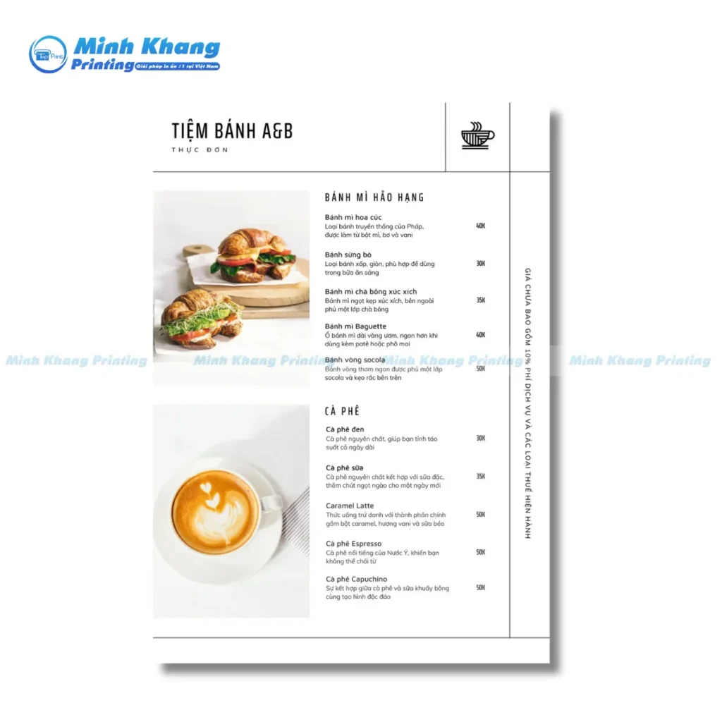Mẫu menu tiệm bánh phong cách dễ thương, phù hợp với tiệm dành cho giới trẻ