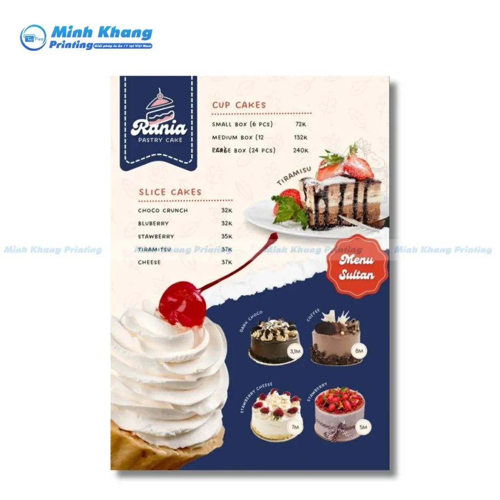 Mẫu menu bánh ngọt, tráng miệng