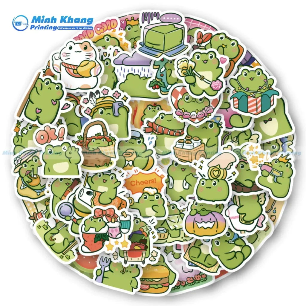 Mẫu sticker ếch xanh dán laptop hoạt hình, chibi