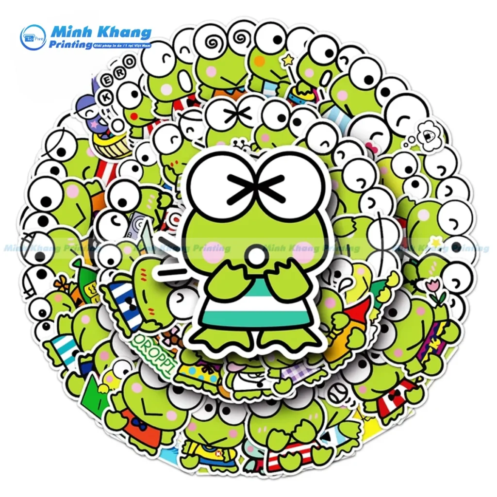 Mẫu sticker ếch xanh theo nhân vật hoạt hình (Kermit, Pepe...)
