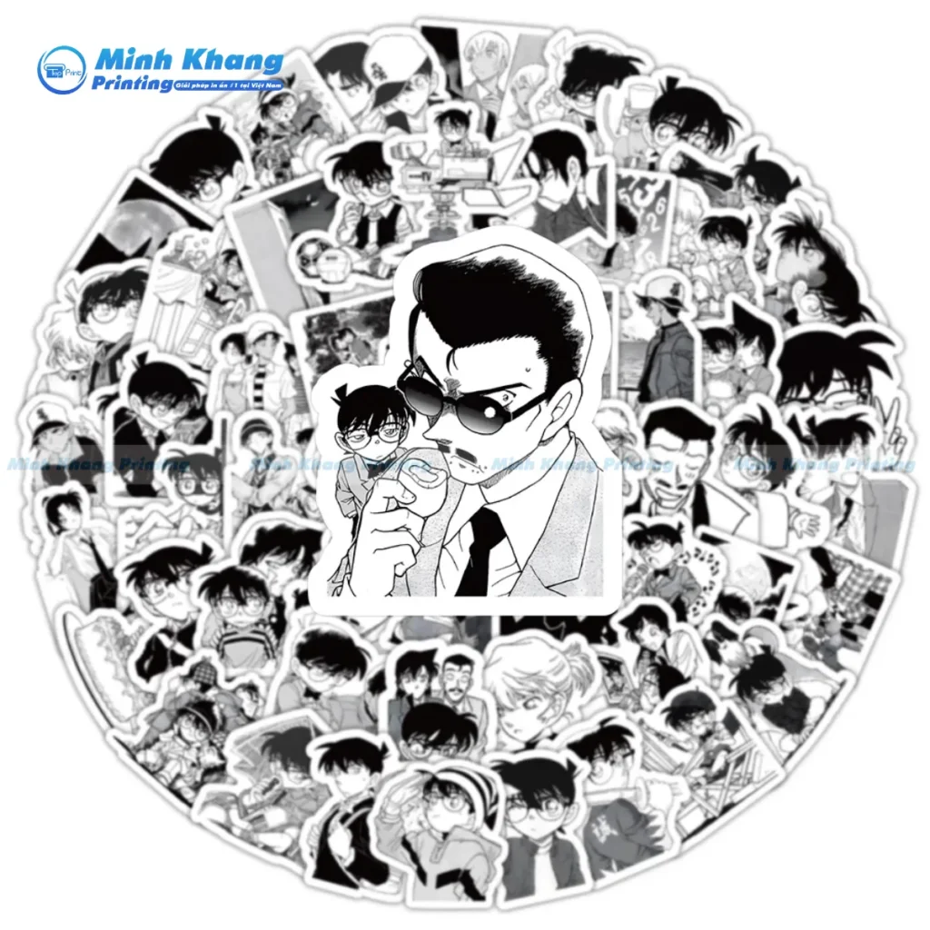Mẫu Sticker Detective Conan Trắng Đen - Nhân Vật Bác Mori Cực Ngầu 