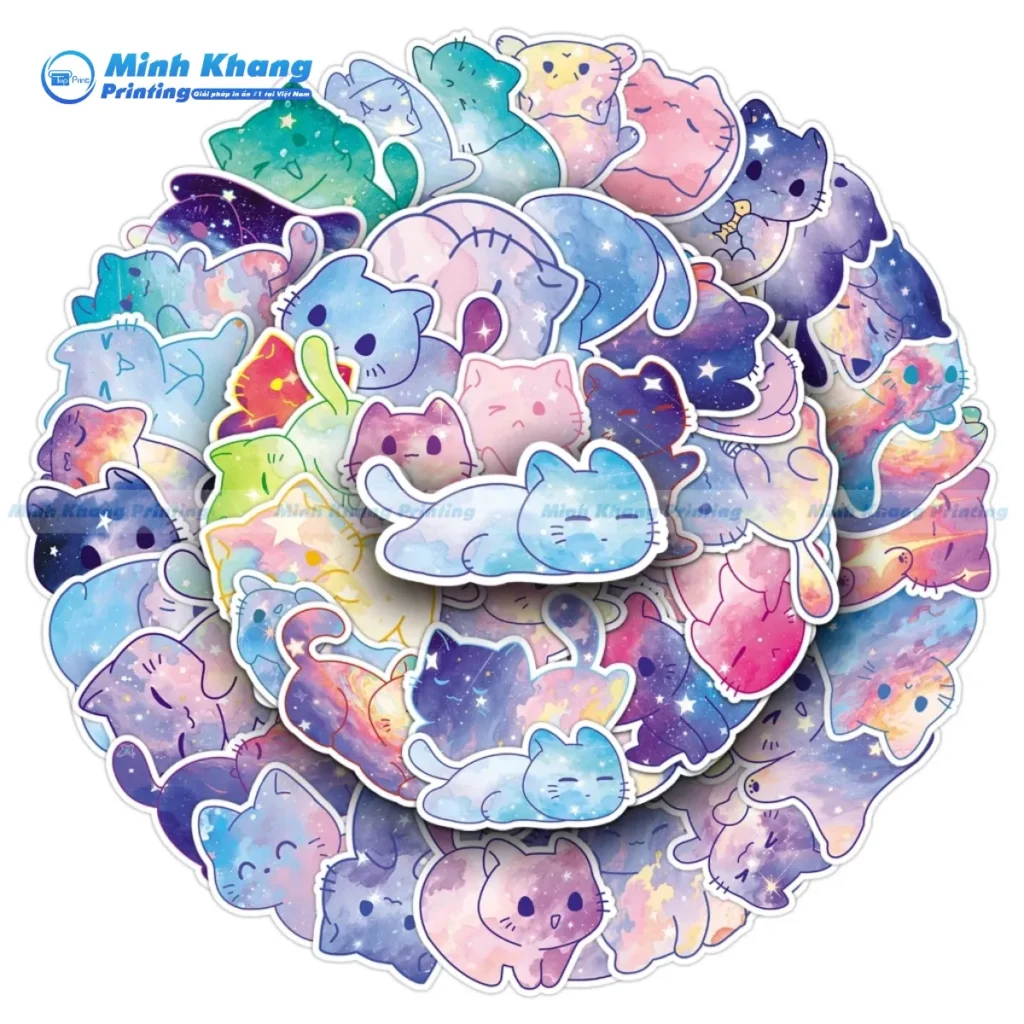 Mẫu sticker mèo galaxy đáng yêu, dễ thương