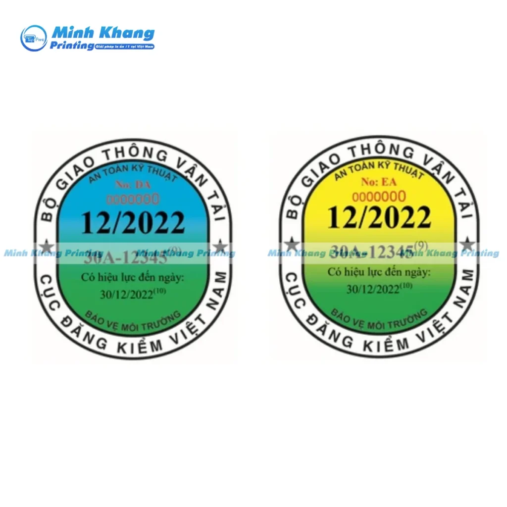 Mẫu tem đăng kiểm 2 màu