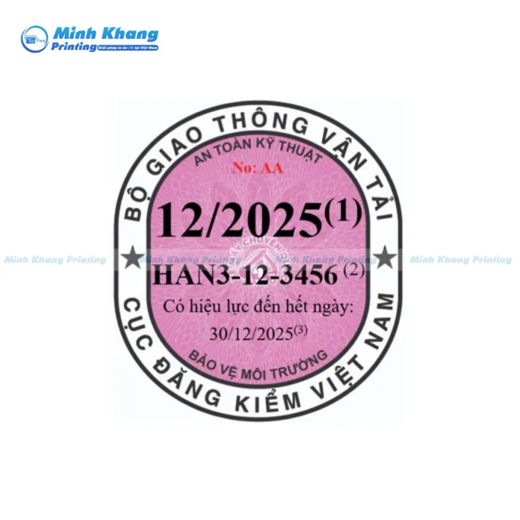 Mẫu tem hồng đăng kiểm xe ô tô