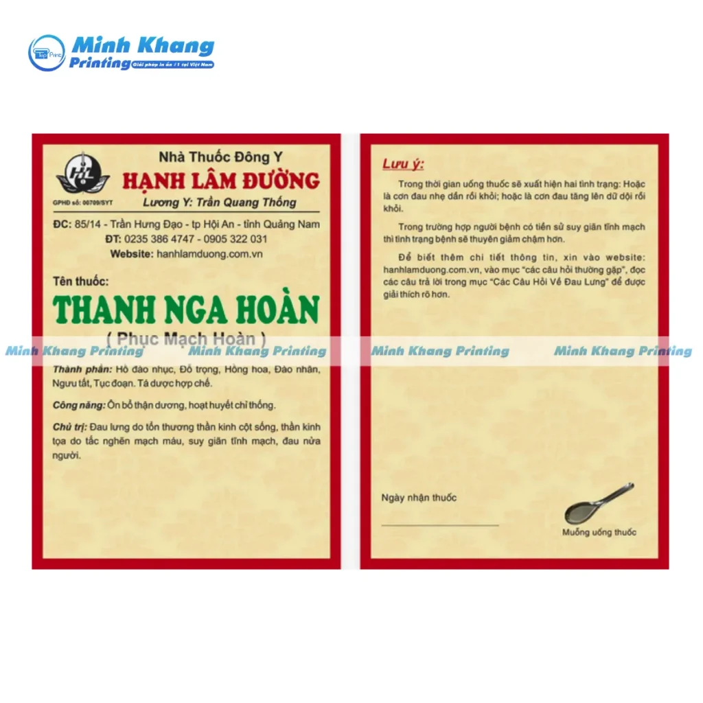 Mẫu tem nhãn thuốc đông y đẹp Thanh Nga Hoàn