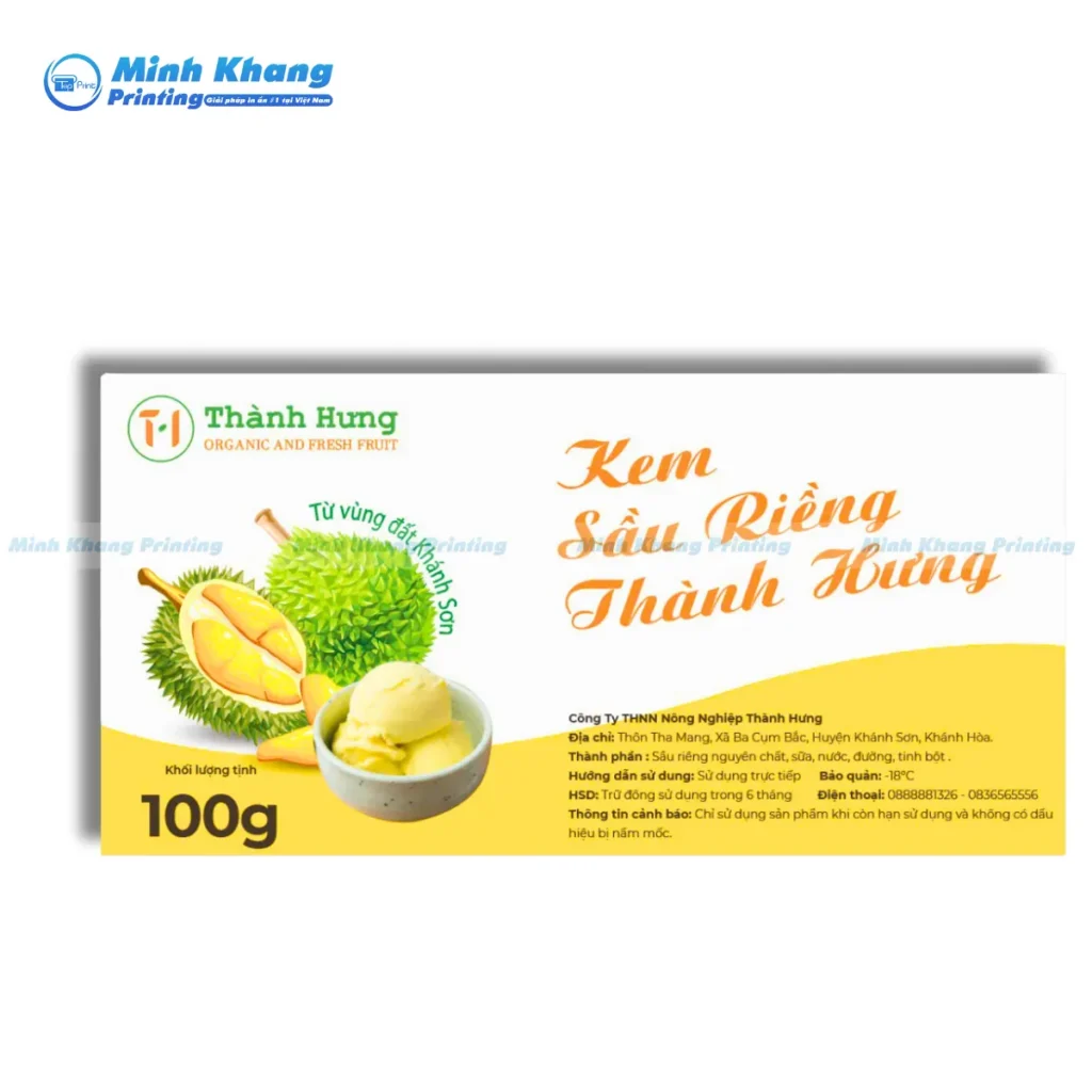 Mẫu tem nhãm kem sầu riêng Thanh Hưng