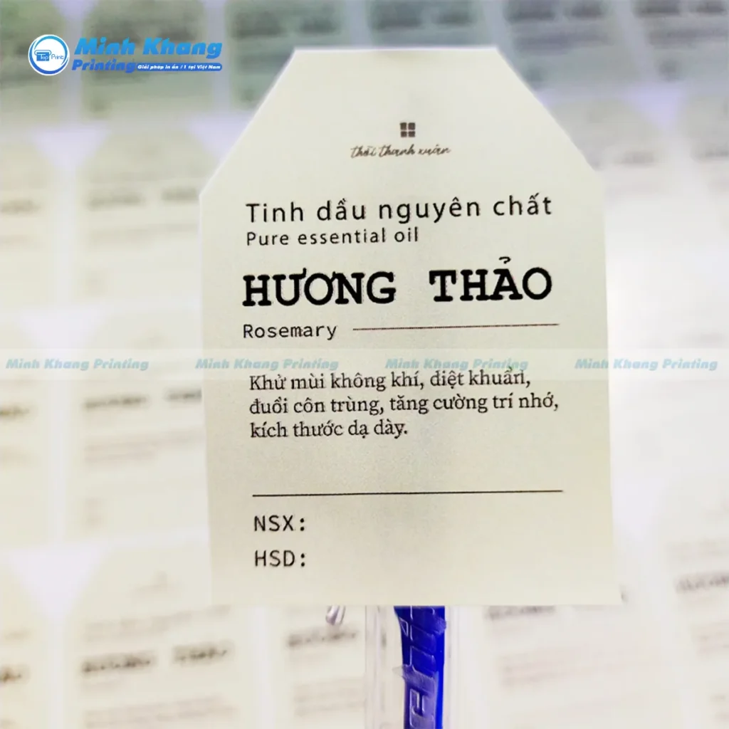 Mãu nhãn mác tinh dầu nguyên chất Hương Thảo
