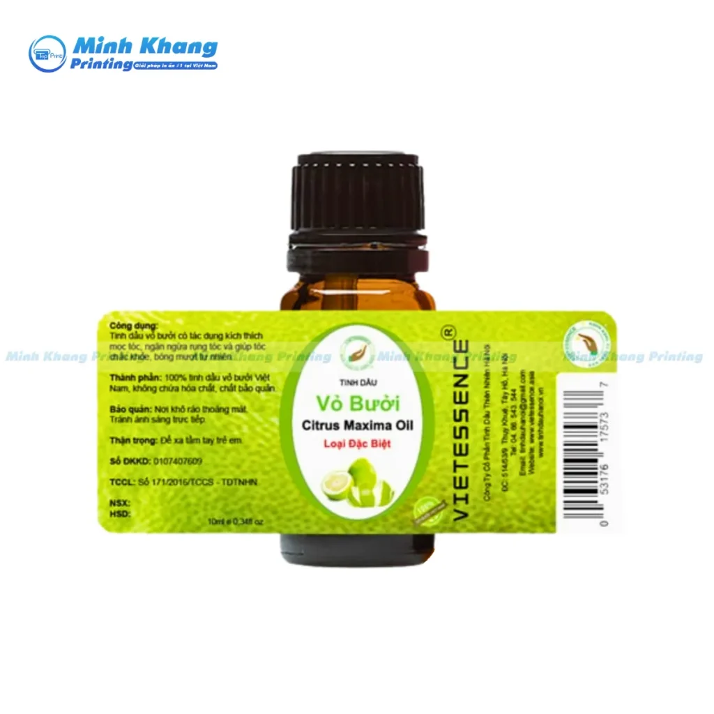 Mẫu tem nhãn dán chai tinh dầu nhỏ gọn