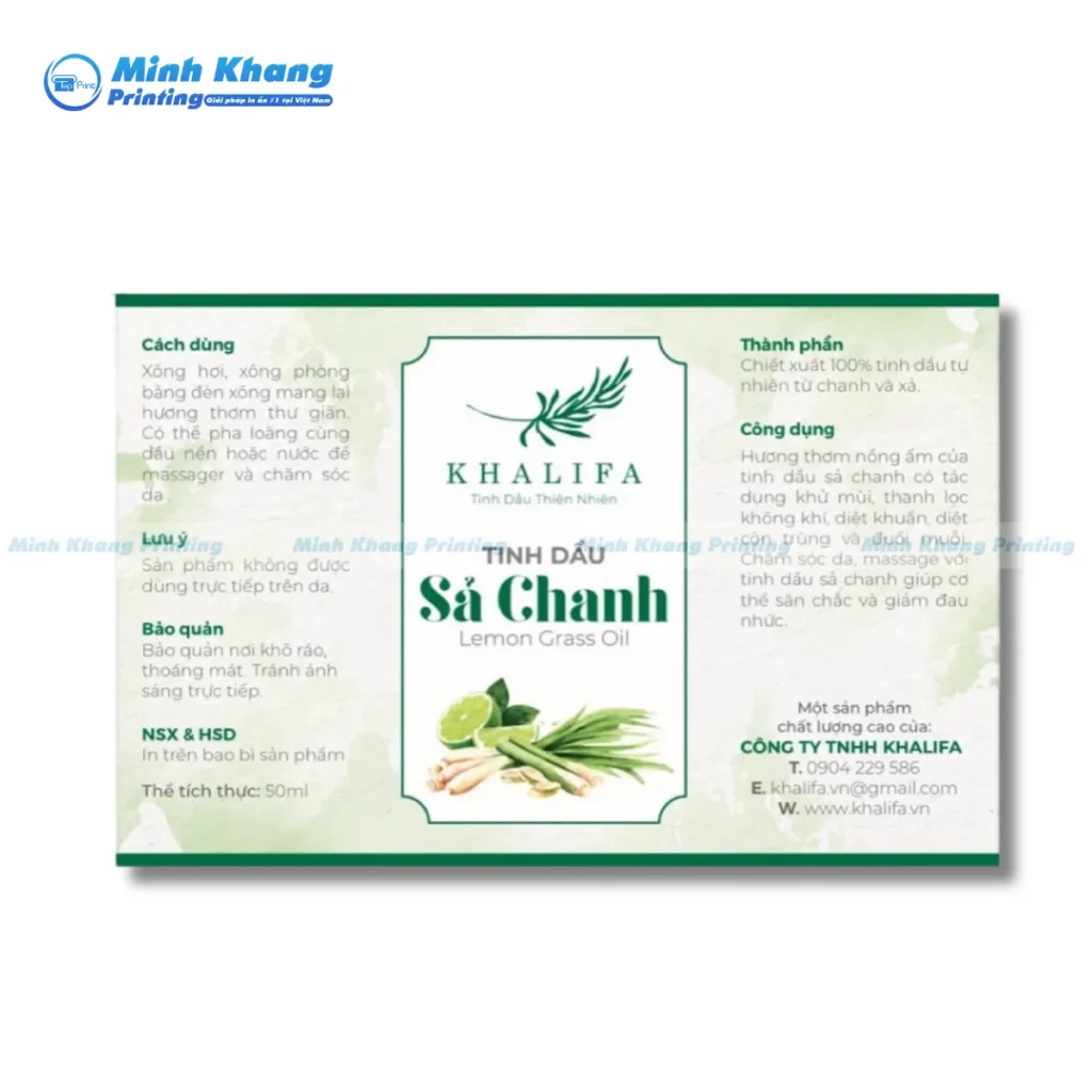 Mẫu decal dán tinh dầu sả chanh
