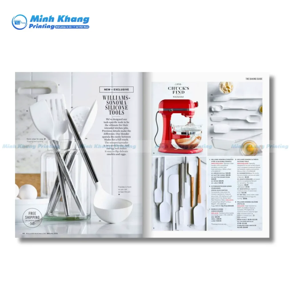 Mẫu catalogue dụng cụ nhà bếp gia dụng in offset lên màu chuẩn 