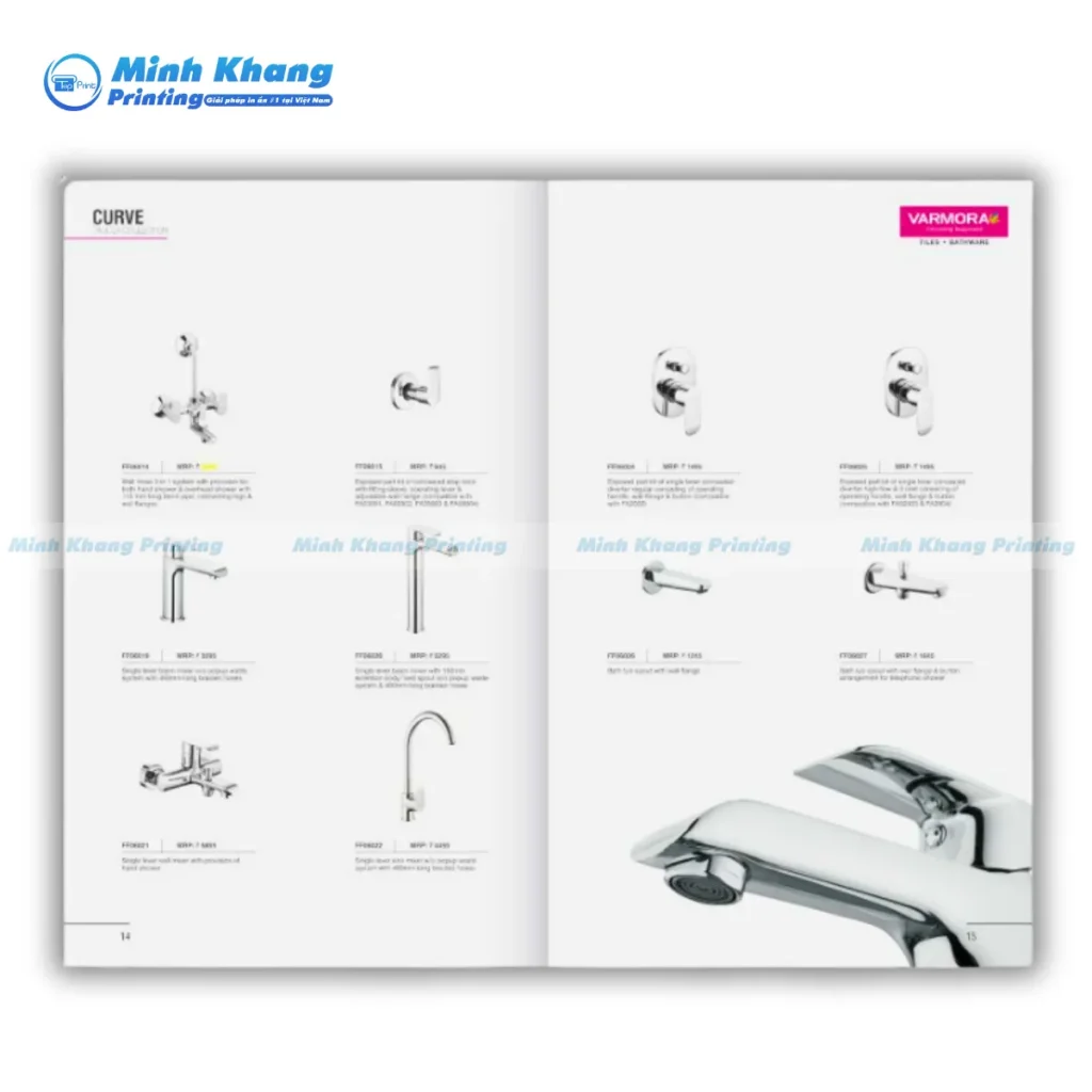 Mẫu catalogue đồ gia dụng đơn giản, giới thiệu vòi nước