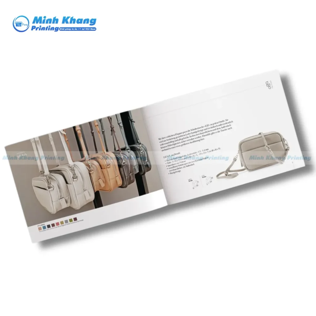 Mẫu catalogue túi xách kích thước a4 dạng ngang